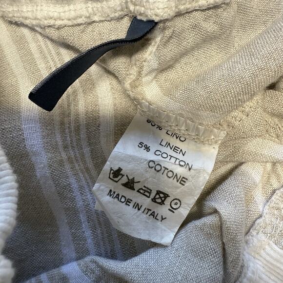 Inizio Women Linen Blend Pull On Pants Wide Leg Beige Lagenlook Italy Minimalist - Picture 8 of 11